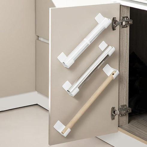 Myhiju 4 Pcs No Punching Trash Bag Dispenser Plastic Bag Holder,Wall Mounted Plastic Bag Organizer Grocery Bag Holder