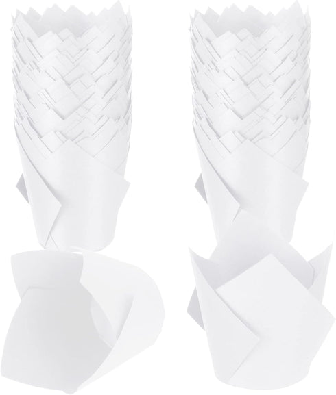Jutom 200 Pack Tulip Cupcake Liners, Greaseproof Muffin Liners for Weddings and Parties, White