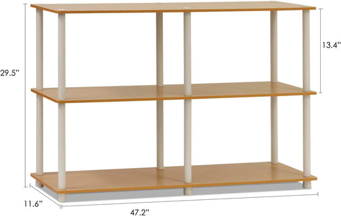 Furinno 3-Tier Double Size Storage Display Rack, Beech/White, Model 99130BE/WH