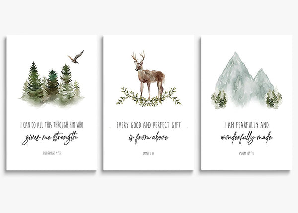 SKYSUKEY Christian Nursery Decor Baby Bible Verse Wall Art Scripture Inspirational Prints Watercolor