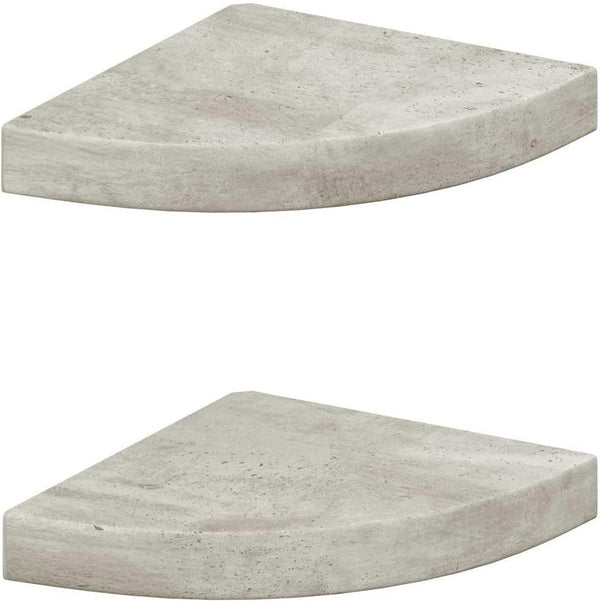 vidaXL Wall Corner Shelf Set of 2 Concrete Grey Honeycomb MDF, Metal