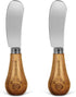 Cheese Knife Set, 2 Pieces Cute Standing Butter Knives, Food Grade 420 Stainless Steel with Wooden Handle