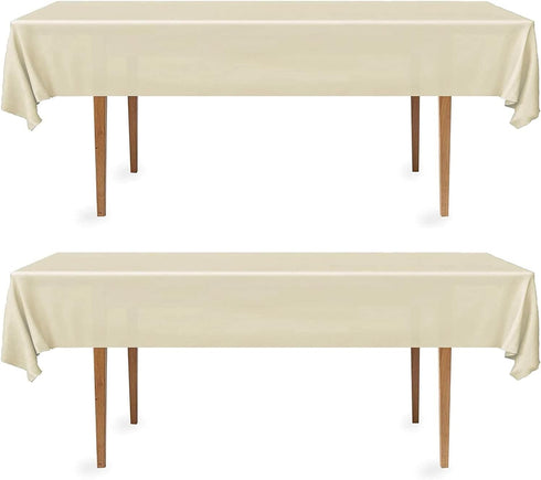 DecorRack 2 Rectangular Tablecloths, BPA-Free Plastic, 54 x 108 inch for Parties, Picnic, Camping, Ivory (2 Pack)
