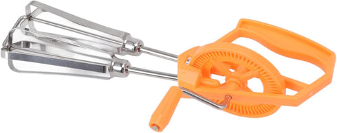 Manual Egg Beater, Hand Held Mixer, Plastic Hand Crank Autorotation for Home Baking (Orange)