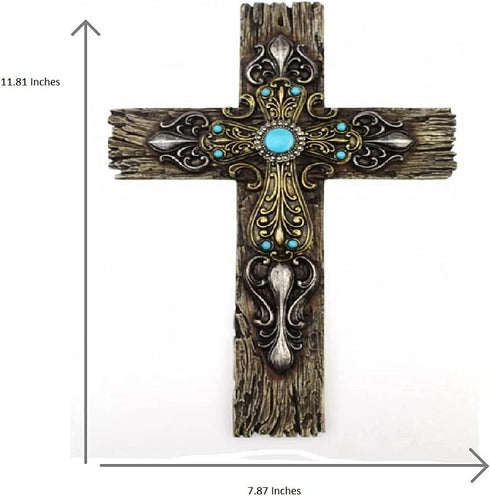 Comfy Hour Faith and Hope Collection, Polyresin Wall Hanging Cross (Multi-Color)