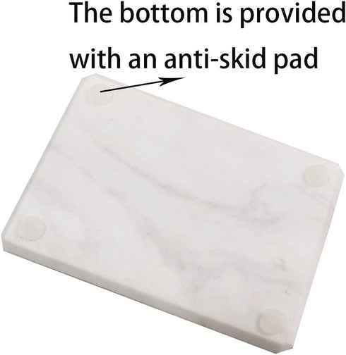 Countertop White Soap Dish Tray Marble Soap Holder Trinket Plate for Bathroom Sink Kitchen Bedroom Vanity Bathroom