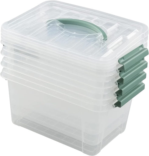 4-Pack Clear Storage Box Tote, 6 Quarts Plastic Bins with Lids