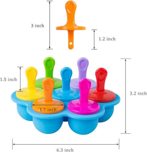 Webake Baby Food Freezer Trays with Lid, Silicone Ice Cube Molds with 7 Ice Pop Sticks, Set of 2