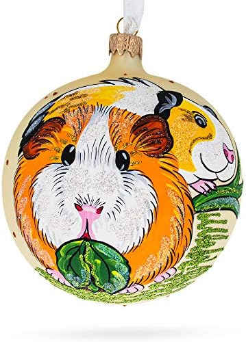 Adorable 4 Inches Guinea Pigs Glass Ball Christmas Ornament