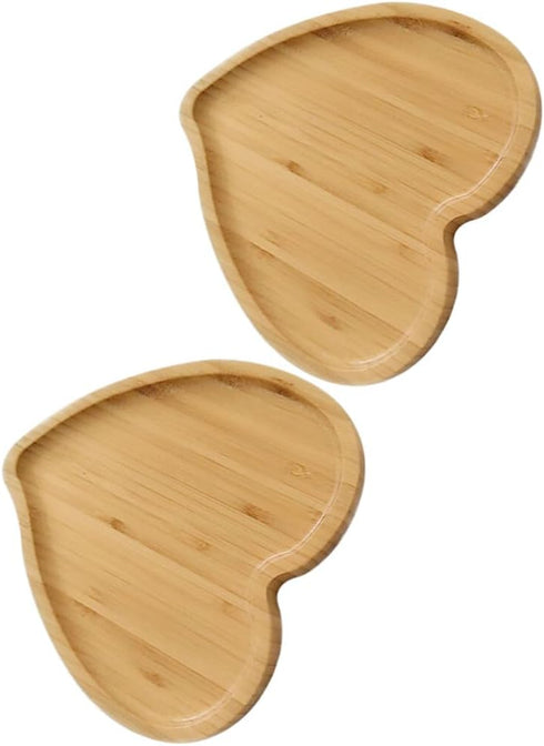PRETYZOOM Heart Shaped Cutting Board, 2pcs Bamboo Serving Board for Valentines Day Cheese Platter Tray