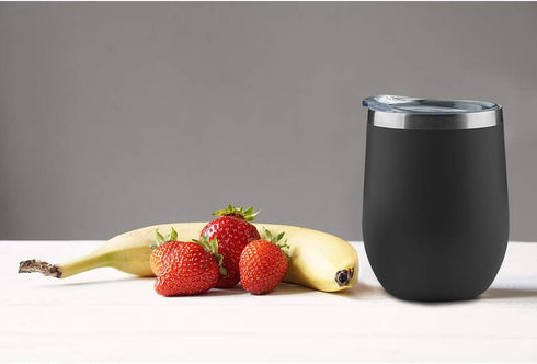 MEWAY 12oz Stemless Wine Tumbler Glasses with Lid - Insulated Double Wall Vacuum Stainless Steel Travel Tumbler with