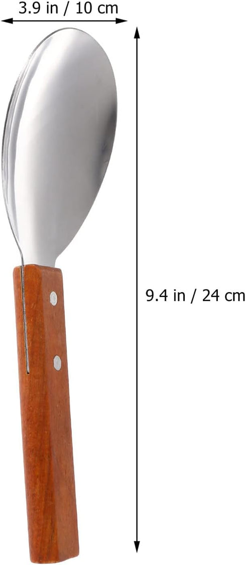 Rice Paddle Set, 4 Pcs Japanese Rice Spatula, Non-Stick Serving Spoon with Wood Handle for Home Kitchen