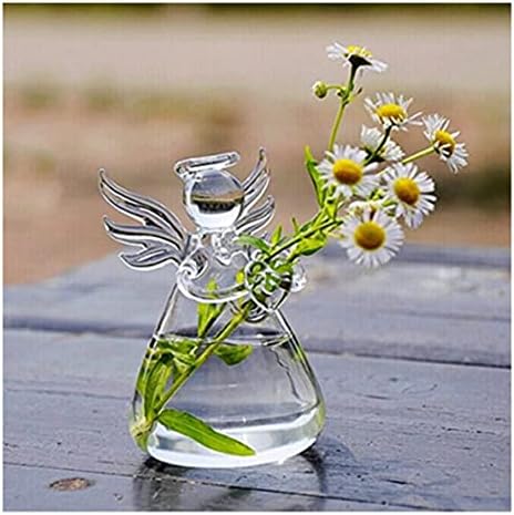 Brccee AC Angel Hanging Glass Flower Vase, Hydroponic Plant Flower Vase for Office (S)