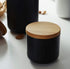 Ceramic Pure Color Sugar Bowl, Spice Jar Storage Pot with Wooden Lid