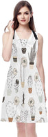 EKOBLA Cactus Aprons with Flower Pots Silhouettes, Waterproof Chef Cooking Kitchen BBQ Adjustable Aprons for Women Men