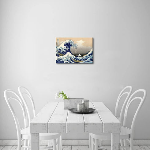 Wieco Art Great Wave of Kanagawa Canvas Prints, Stretched and Framed Modern Artwork for Home Office Decor