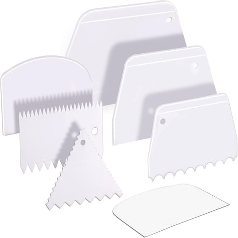 Teenitor Cake Scraper Set, 7 Pcs Dough Scraper, Bowl Scraper, Cake Cutter, Spatula, Kitchen Plastic Tool