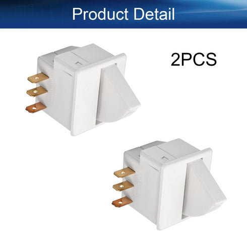 Heyiarbeit Refrigerator Door Light Switch 3Pin Universal Replacement LTK-17 Momentary NC AC 250V 0.5A, 2Pcs White