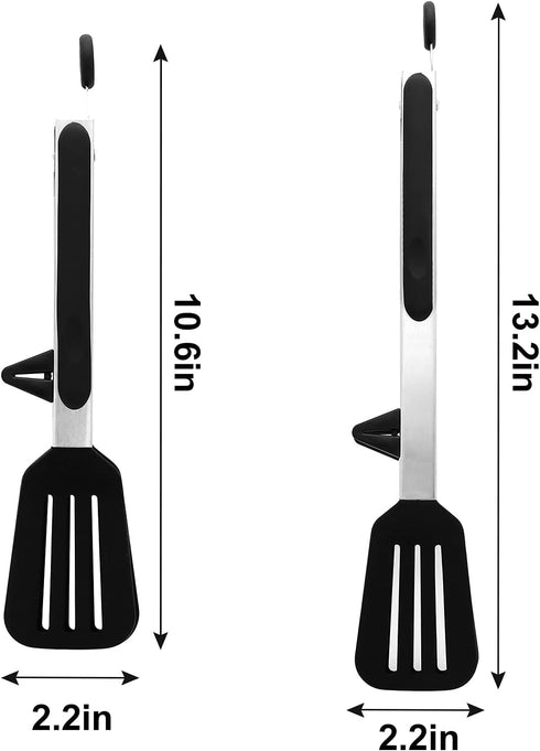 Kitchen Tongs 9 inches and 12 inches, Stainless Steel Locking with Silicone Tips for Cooking, BBQ Serving