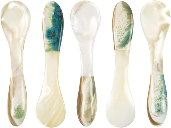 DUEBEL Mother of Pearl Caviar Spoons, 4' Luxury Handmade Spoons for Serving (5pcs)