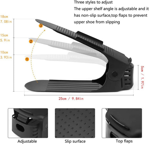 Soerreo (10 Set) Shoe Slot Storage Box Adjustable Shoe Rack Save Space Suitable for High Low Heels, Sneakers
