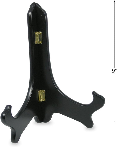 BANBERRY DESIGNS Black Wooden Easels Premium Quality Folding Display Stand 9" H Set of 2 Easels Ideal for Large Sized Plates Plaques Books Tiles