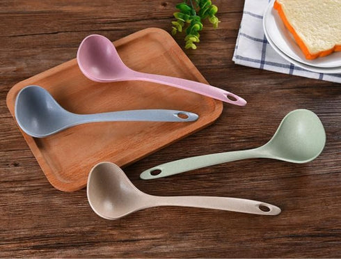 Eco-friendly Wheat Straw Cooking Spoons, Wheat Straw Soup Spoon for Cooking Utensils (Pink)