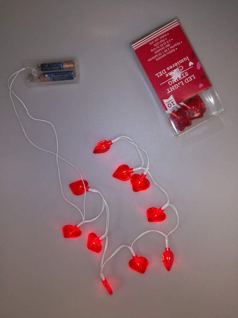 Dollar Daze Plus 3 Valentine's Day Strands of Red Heart-Shaped LED Light Strings ft.