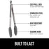 GORILLA GRIP Stainless Steel Heat Resistant Kitchen Tongs - 9 + 12 Inch Set of 2 BBQ Tong with Non Scratch Silicone Tip
