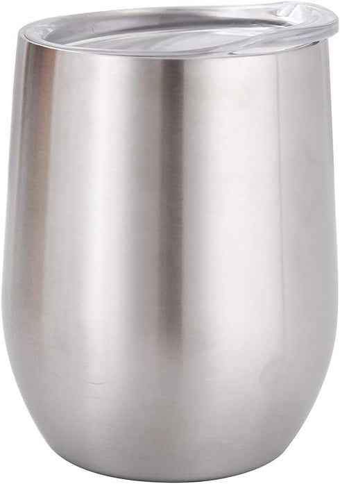 Stainless Steel Double Wall Insulated Wine Glasses with Lid for Coffee, Drinks, Champagne, Cocktails