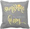 Leaveland 18 x 18 Inch You Are My Sunshine Yellow on Gray Throw Pillow Cases, Soft Cotton Polyester