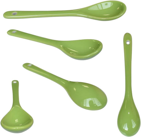 10 Color Porcelain Egg Spoons, 5 Inch Ceramic Spoons for Coffee, Dessert, Yogurt, Milky Tea