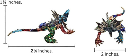 Tiny 2¼" Multicolor Frilled Lizard Agama Chameleon - Miniature Hand Blown Glass Decorative Figure