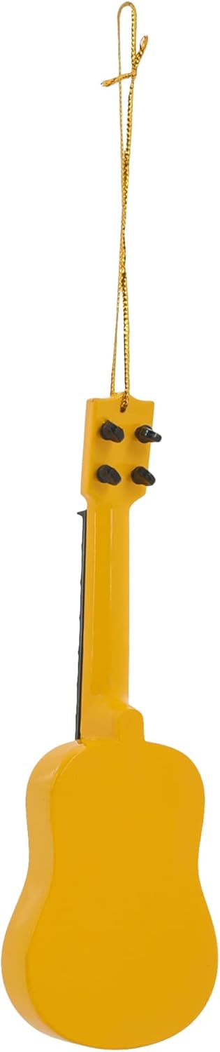 Broadway Gifts 5.4" Yellow Tropical Design Wood Ukulele Ornament Decoration