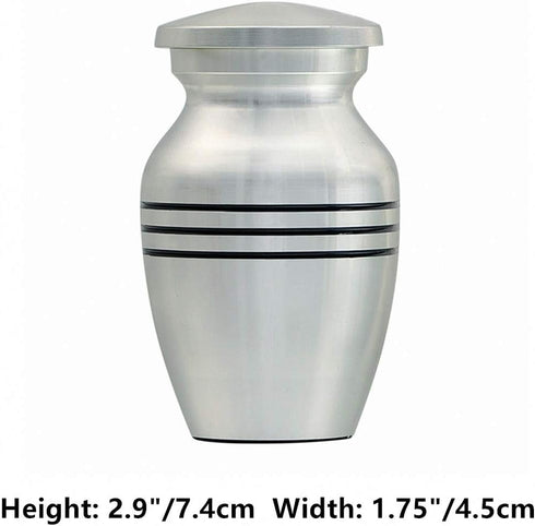 Small Keepsake Urn for Human or Pet Ashes, Hard Metal Mini Funeral Urn with Velvet Bag, Qty 1