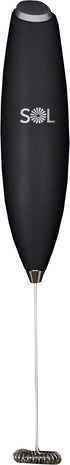 SOL Coffee Set Battery Operated Handheld Milk Frother with Stainless Steel Whisk, Mixer for Coffee Blending (Black)