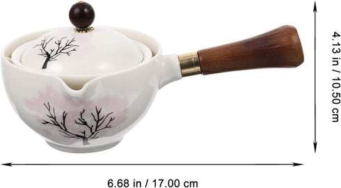 UPKOCH Tea Set Japanese Tea Set Teapot with Infuser Teapot Blooming and Loose Leaf Tea Maker with Wooden Handle Asian Kitchen Tea Kettle Style 1 Tea Set Japanese Tea Set