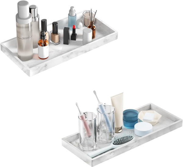 BBK 2 Pack Small Silicone Bathroom Vanity Tray, 7.8 in Countertop Tray for Perfume, Key, and Soap Dispenser Organization