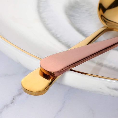 MINGYU 4-Piece Heavy Round Soup Spoons Set, Multicolor Premium Stainless Steel, Mirror Polish & Dishwasher Safe