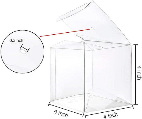 20 Pack 4''x 4'' 4'' Set Packaging x Clear Candy Apple Boxes with Hole and Sticks Food Grade Plastic Clear Caramel