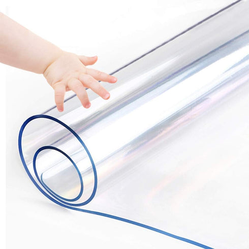 Icefire 44 Inch Round Table Top Cover Protector Plastic Clear Round Tablecloth Easy Clean Waterproof Furniture Topper