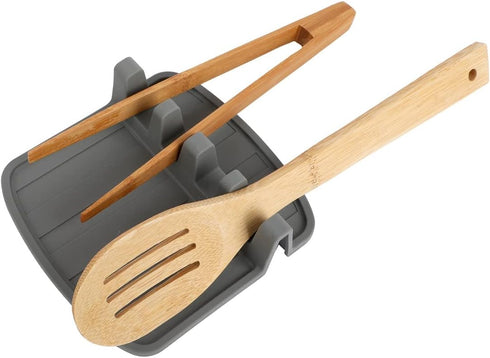 Lily's Home Large Silicone Spoon Rest with Drip Pad, Kitchen Utensil Holder for Grill Utensils, BPA-Free & Heat