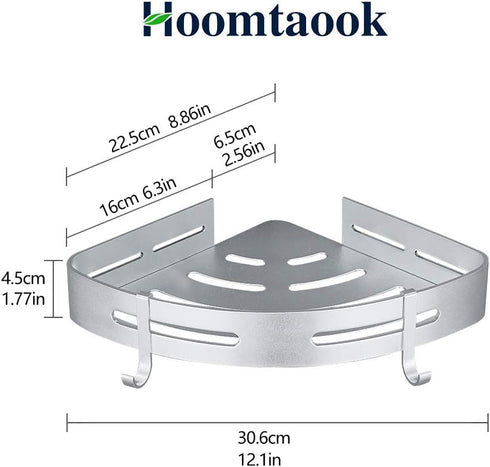 Hoomtaook Corner Caddy Bathroom Shower Shelf, Wall Mounted, No Drilling, 2 Tier Storage Shelves