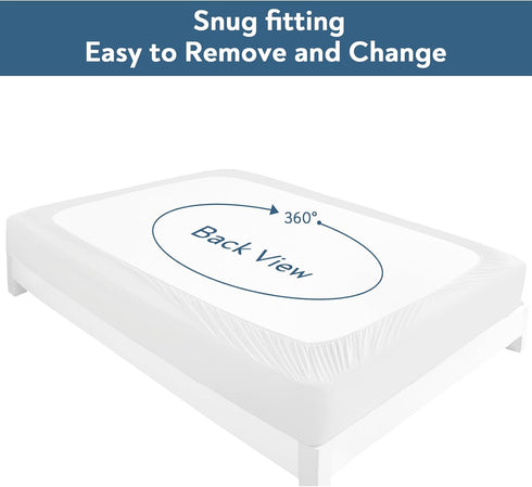 Queen Mattress Pad, Quilted Waterproof Mattress Protector, Fitted Queen Size Cover, Up to 20 Inch, White