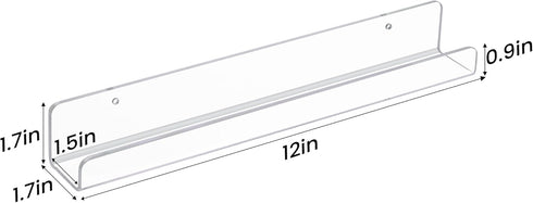 4 Pack 12" Album upsimples Vinyl Record Wall Mount Shelves, Vinyl Holder for Record Storage & Display, Clear Acrylic