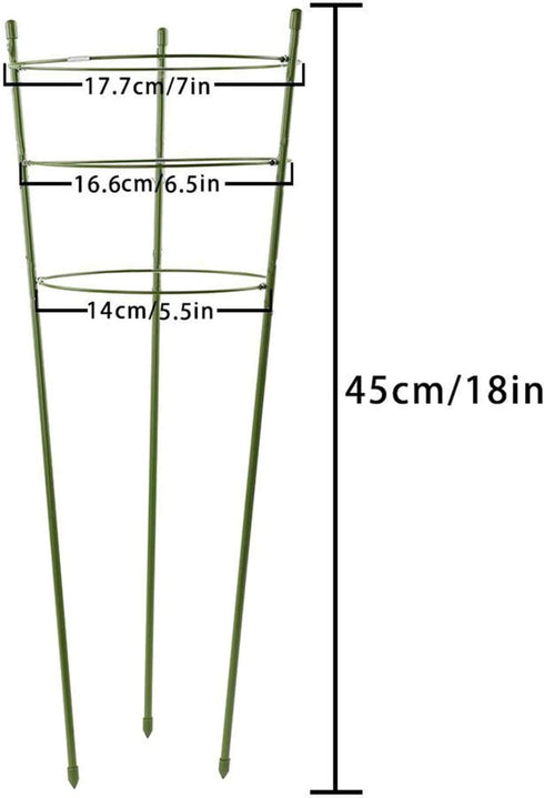 Orgrimmar 17.7" Balcony(Pack 2) Vine Trellis Support Flowers Plants Cage Triple Plastic Pillar with Iron Rings Vine