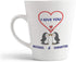 Personalized Custom Text Ceramic Latte Mug - I Love You Two Penguins, 12 Oz