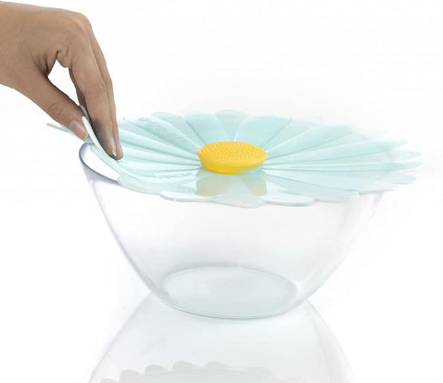 Charles Viancin Daisy Silicone Lid for Food Storage - 11''/28cm - Airtight Seal, BPA-Free, Aqua