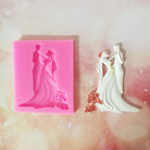 Bride and Groom Fondant Mold Set - Tuxedo Wedding Dress Cake Topper Decorating Chocolate Candy Polymer Clay Resin Epoxy