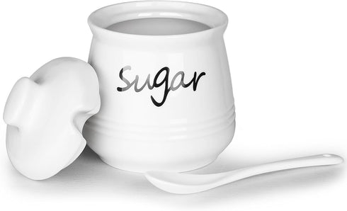 HAOTOP Ceramic Sugar Bowl with Lid and Spoon, 12oz Sugar Jar Sugar